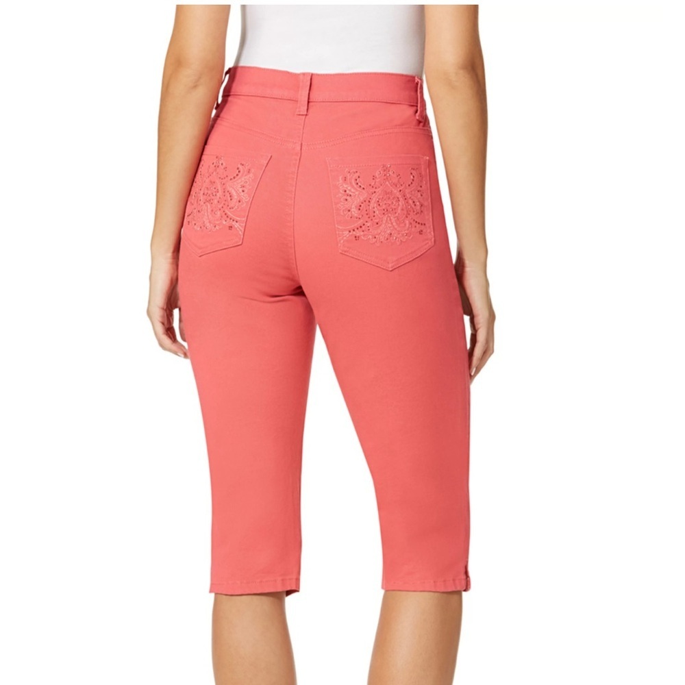 Gloria Vanderbilt Women Amanda Skimmer Jeans 14 Coral Embellished Bling Sparkle